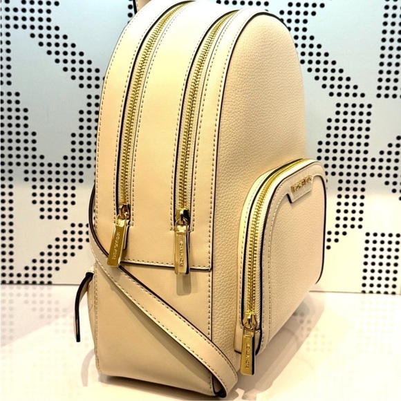 Michael Kors Jaycee Medium Pebbled Leather Backpack Light Cream Multi - Picture 4 of 9